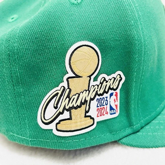 New‎ Era Boston Celtics NBA Champions Patch 59FIFTY Fitted Hat Cap 7 1/8 Green - Picture 5 of 6